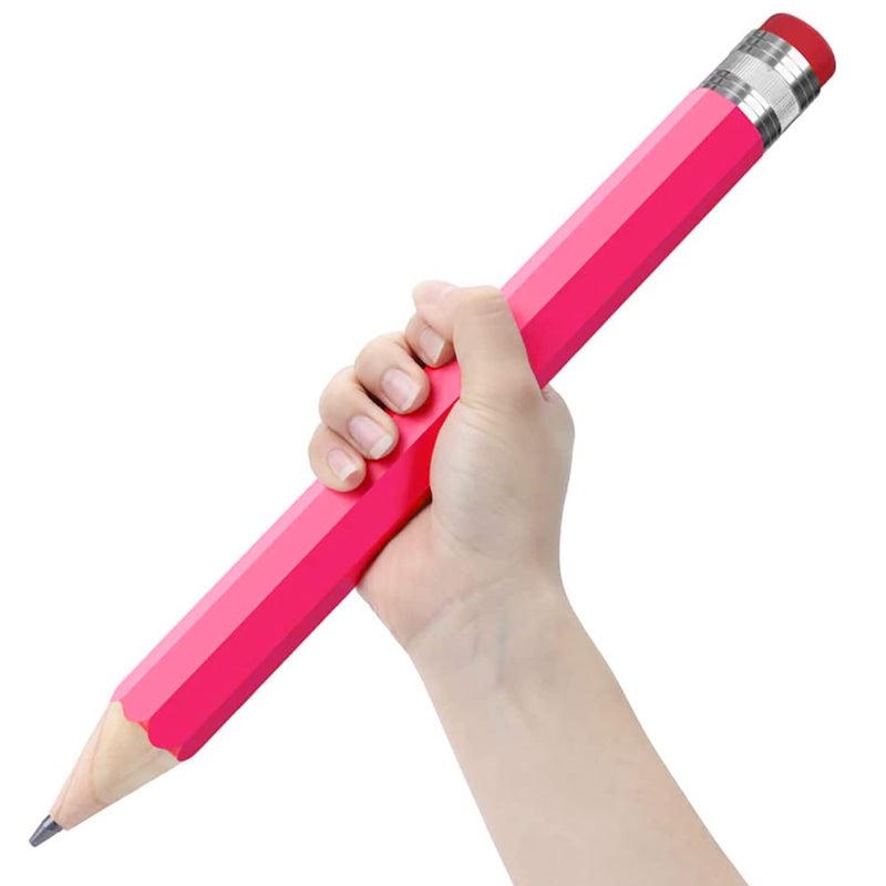 BUSHIBU Giant Pencils for Prop/Gifts/Decor - 14 Inch Jumbo Wooden Big Novelty Pencil with Cap for Schools and Homes (Pink) - Image 1